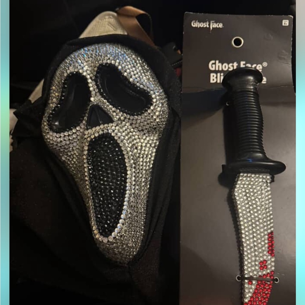 Ghost Face Bling Mask and Knife Set